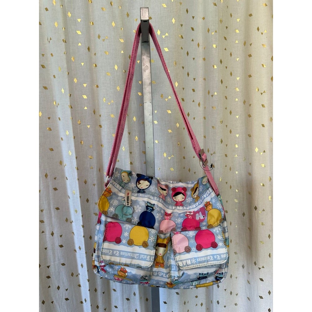 Vintage Y2K Grail Harajuku Lovers All Over Snow Bunnies Nylon Crossbody Bag